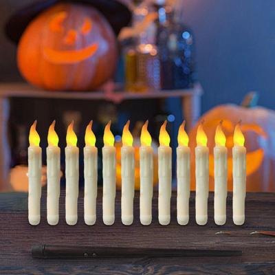 12 Flameless Taper Candles with Flickering Effect and Remote for Wedding Table Settings