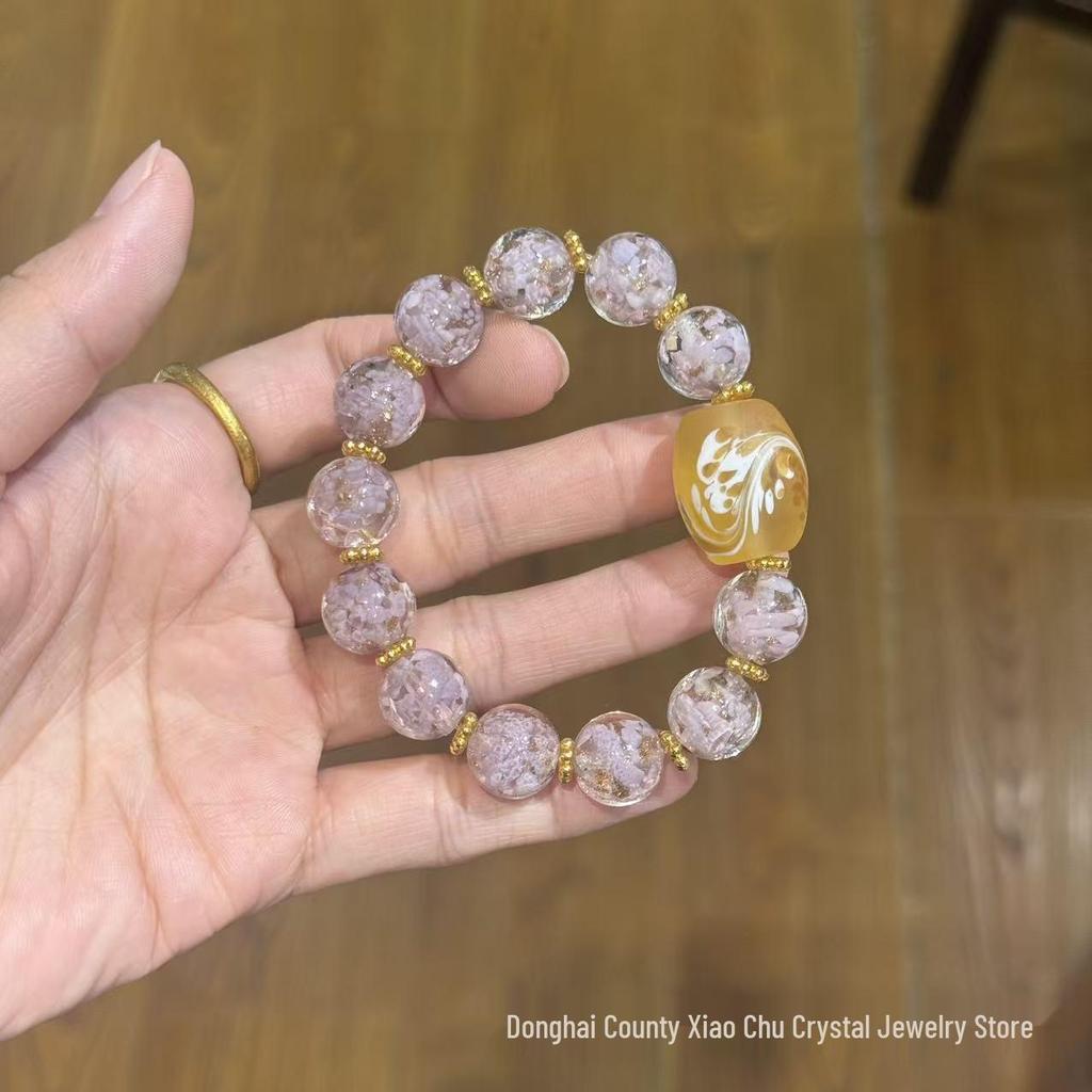 Floating Flower Glaze Bracelet: Starry Sky Design for Girlfriend or Best Friend