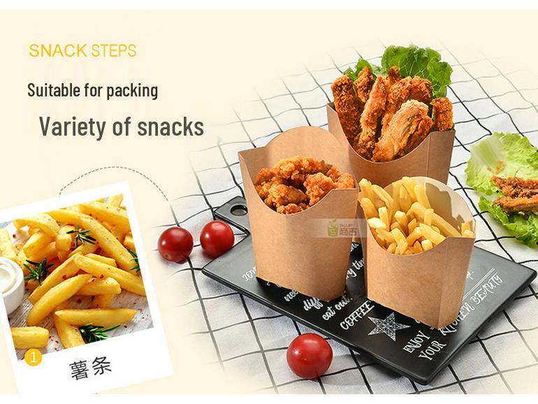 Disposable Kraft Paper French Fries and Snack Box