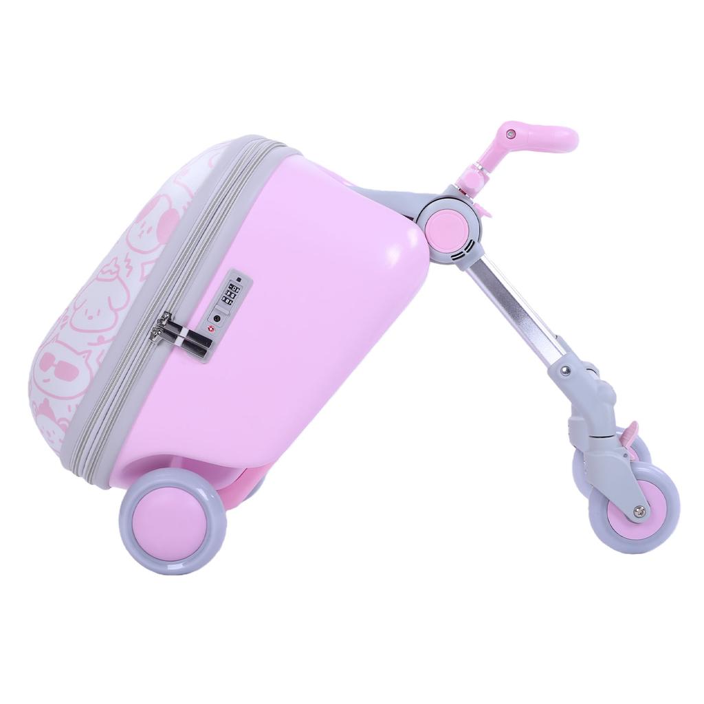 Kinder Mitfahr-Koffer mit Sitz 20 Zoll Handgepäckkoffer 2-in-1 Kinderkoffer mit flexiblen Rädern und Schutzbügel für