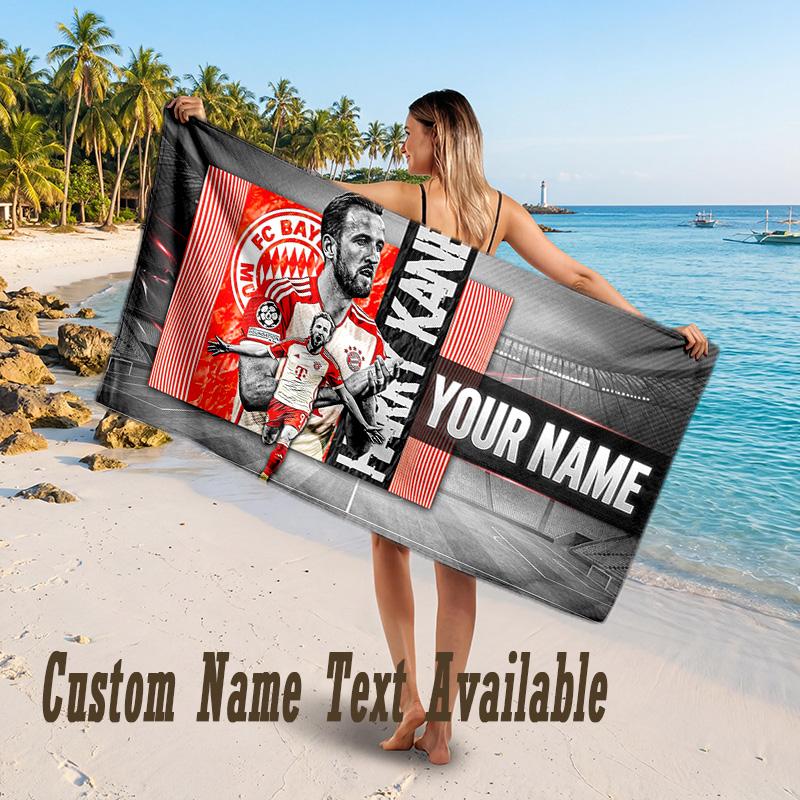 Harry Kane Design Strandtuch mit individuellem Text Großes Handtuch für den Strandurlaub