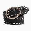 Faux Streetwear Women Leather Rivets Belt With Alloy Metal Buckle For Use Daily