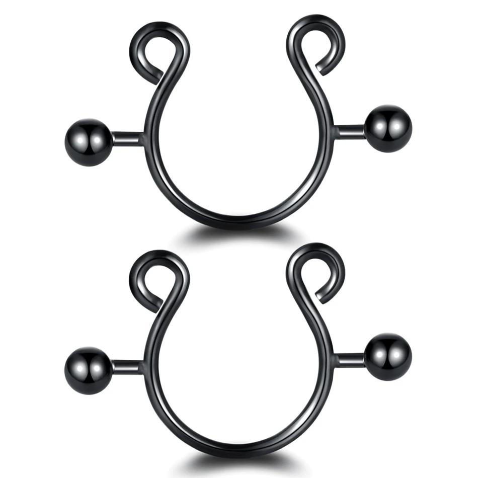 2 Stück/Los Chirurgenstahl Fake Sexy Brustwarzen-Clip-Ringe Charm Faux Brustwarzen-Schutz Nicht-Piercing-Ringe Körperschmuck für Frauen Geschenk