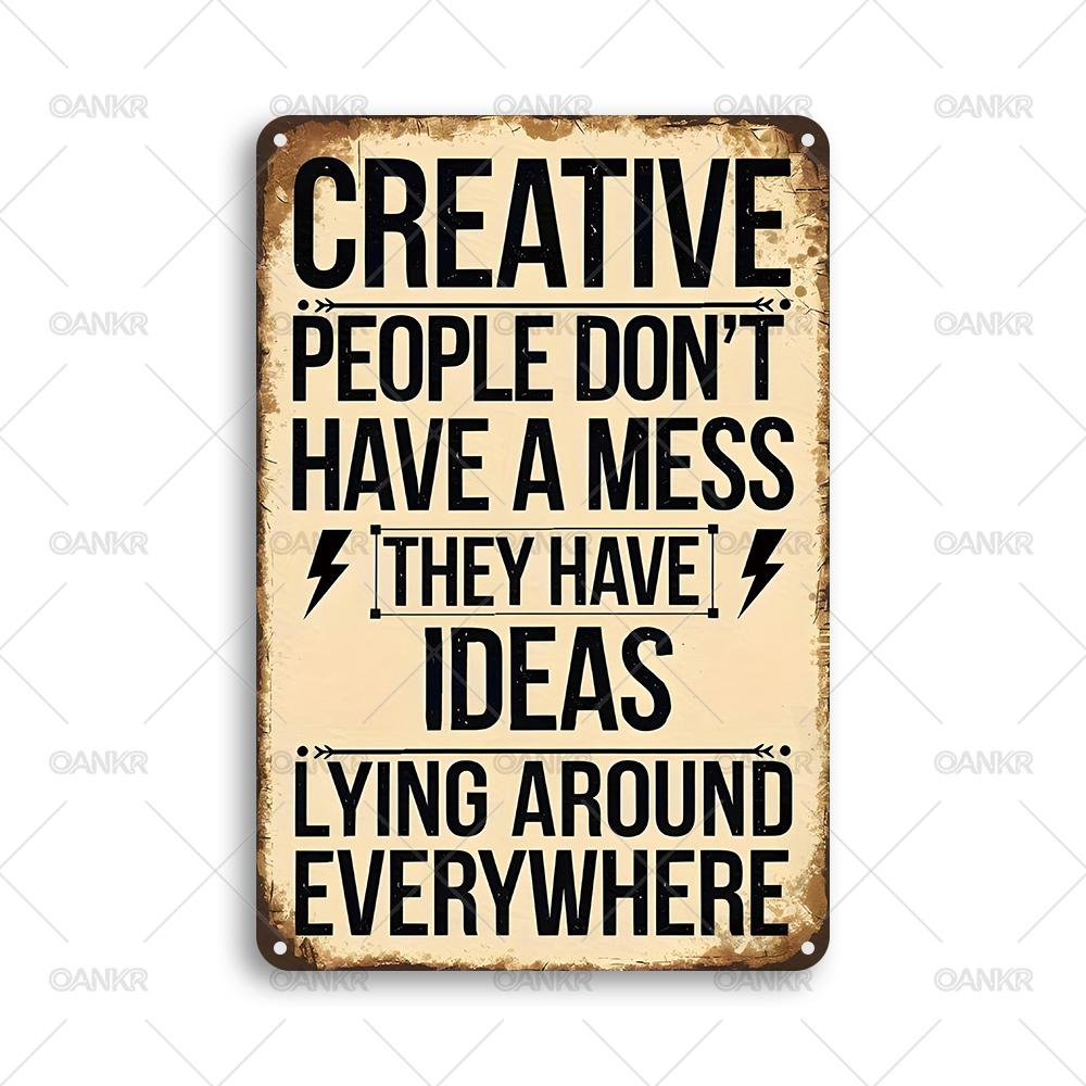

Vintage Metal Tin SignCreative People Dont Have A Mess Wall Art Poster Metal Signs for Man Cave Bedroom Home Wall Art Decor 20x30cm（7.8x11.8inch）