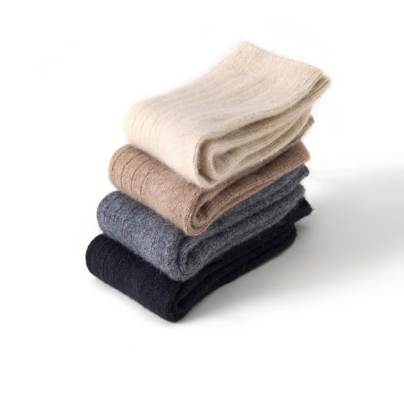Pure Cashmere Mid Calf Socks Men Women Solid Color Casual Soft Warm Fall Winter