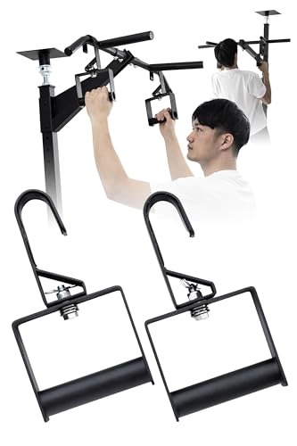 

TEDDY WORKS Roll Handles, Set of 2, for Strength Training, Home Workouts, Pull-Ups, and Chin-Ups, Ceiling Mount, Metal (Black)