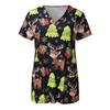 Short Sleeves Summer Winter Pajamas Santa Claus Woman T-Shirt V-neck Shirts Tops Christmas Blouse