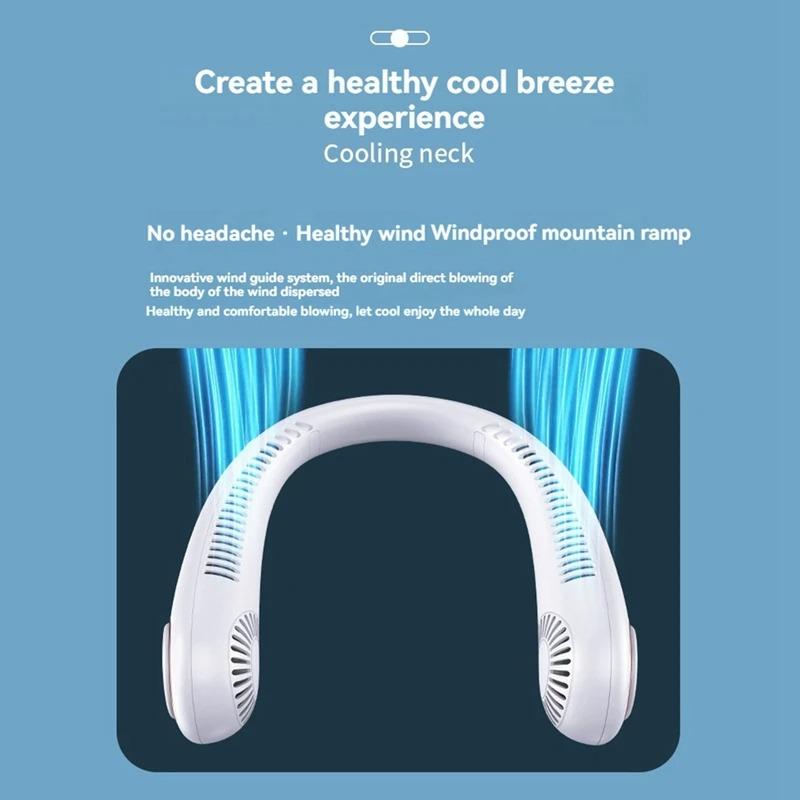 1200mah Mini Neck Fan Portable No Bladeless Hanging Neck Rechargeable Air Cooler 3 Speed Mini Summer Outdoor Sport Fan