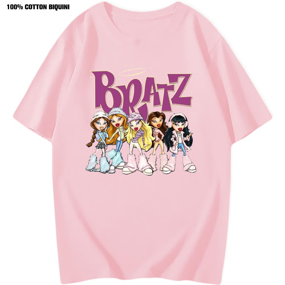 Dámské tričko Bratz s krátkým rukávem, nadměrné, ležérní tričko, Harajuku trička, oblečení pro muže, grafické topy, roztomilé letní oblečení