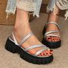 Roman Style Summer Fashion Platform Sandals Buckle Round Head Height Foreign Trade Large Size Women's Shoes New Sandals Women