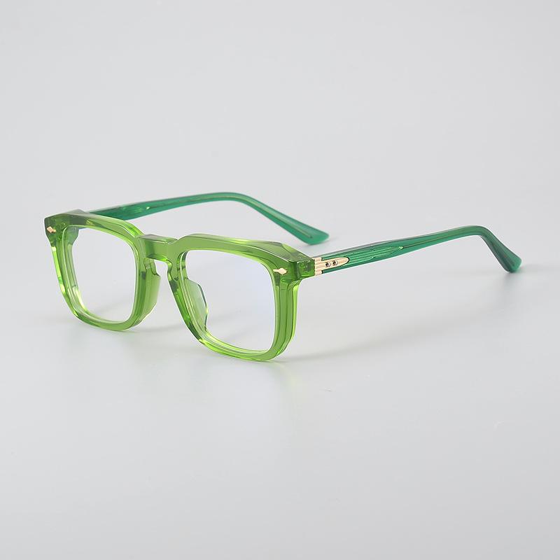 Brand Green Square Men's Reading Glasses High-End Acetate Thick Frame Eyeglasses Anti Blue Light Prescription Glasses For Women