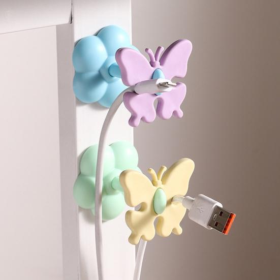 Cable Organizer Butterfly Shape Multi-Purpose Cable Holder Snap-On Design Durable Desktop Cable Management for Data And Headphone Cables
