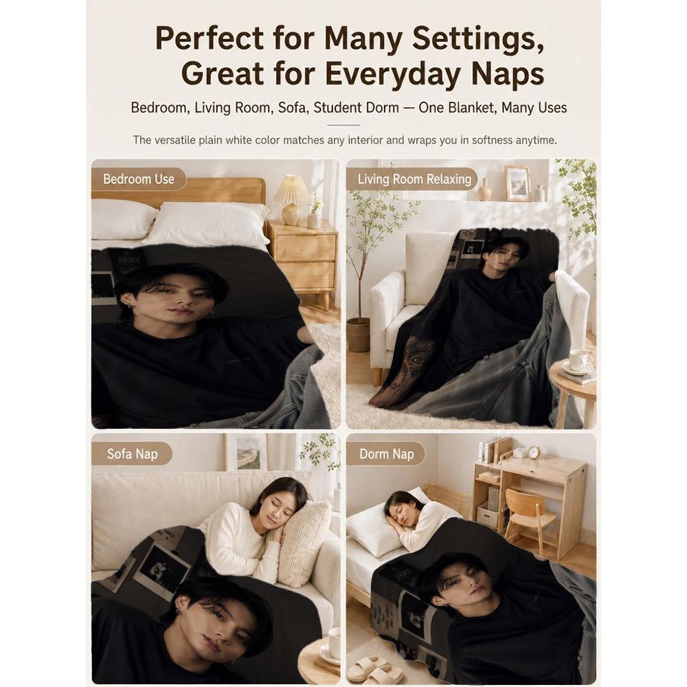 Moody Portrait Idol Pattern Blanket Machine Washable Fleece Blanket For Living Room Sofa Bedroom Bed Lightweight Home Decor Great Holiday Gift