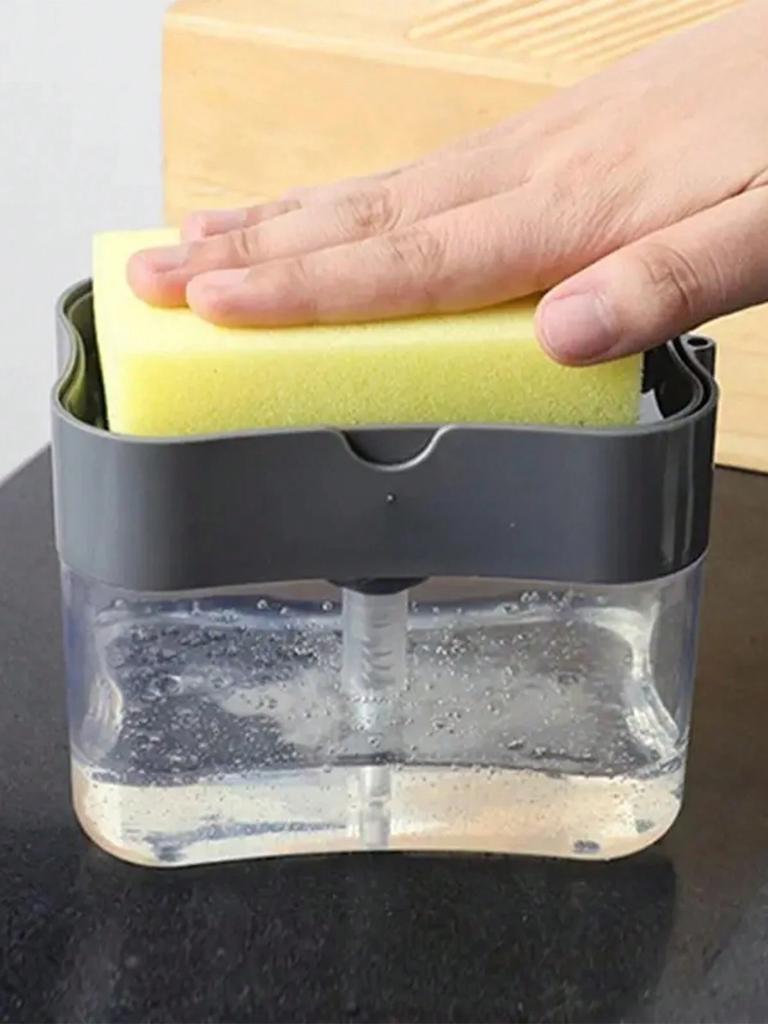 1Pcs 2-in-1 Soap Pump Dispenser and Sponge Holder - Sponge Rack for Kitchen Sink Dish Washing Soap Dispenser 13 Ounces