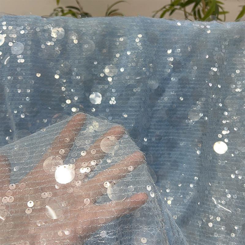 1/3yards Elastic Mesh Striped Sequin Embroidered Lace Fabric Bridal Wedding Dress Material Costume Decor Trim Shinny Material