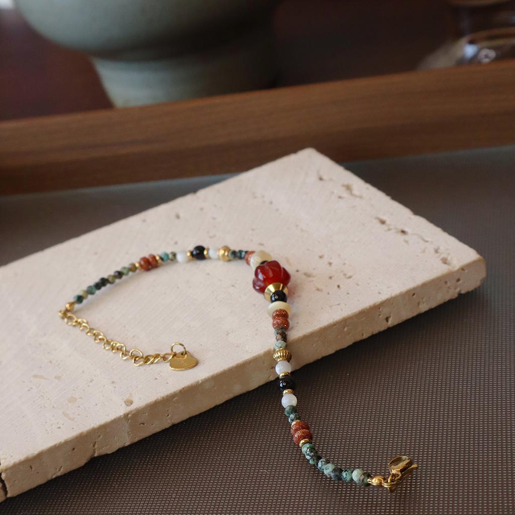 Natural Stone Bracelet Titanium Steel Does Not Fade Hand Jewelry Agate Fashion Women Daily Jewelry Lucky Gift