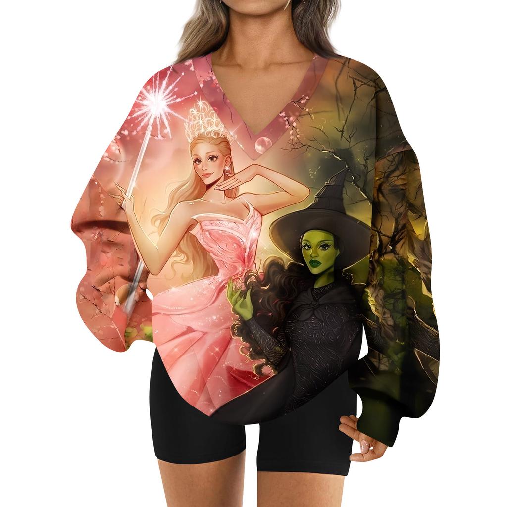 Women's Loose And Comfortable V-neck Sportswear Long-sleeved Sweatshirt Daily Matching Clothes