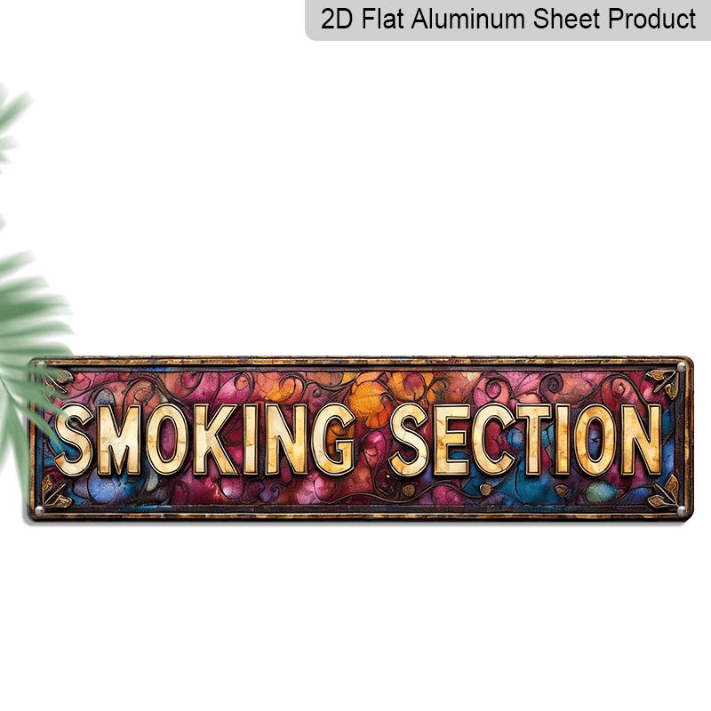

2D Flat - Retro Smoking Area Metal Wall Plaque - Bright Vintage Decoration for Home, Garden, Garage, or Café - Sturdy, Weatherproof with Lively Art 40cm x 10cm