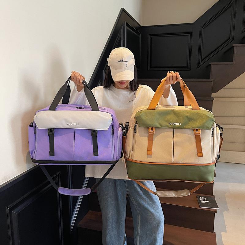 Travel bag Large capacity women's trolley case Boarding bag Luggage bag Dry and wet separation Sports fitness bag Crossbody bag