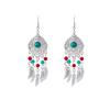 Bohemian Ethnic Tassel Earrings In Miao Silver with Turquoise