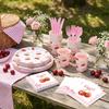 Cute Cherry Pattern Party Supplies Food Grade Napkin Tableware Set Scalloped Paper DIY Party Decoration Serves 20