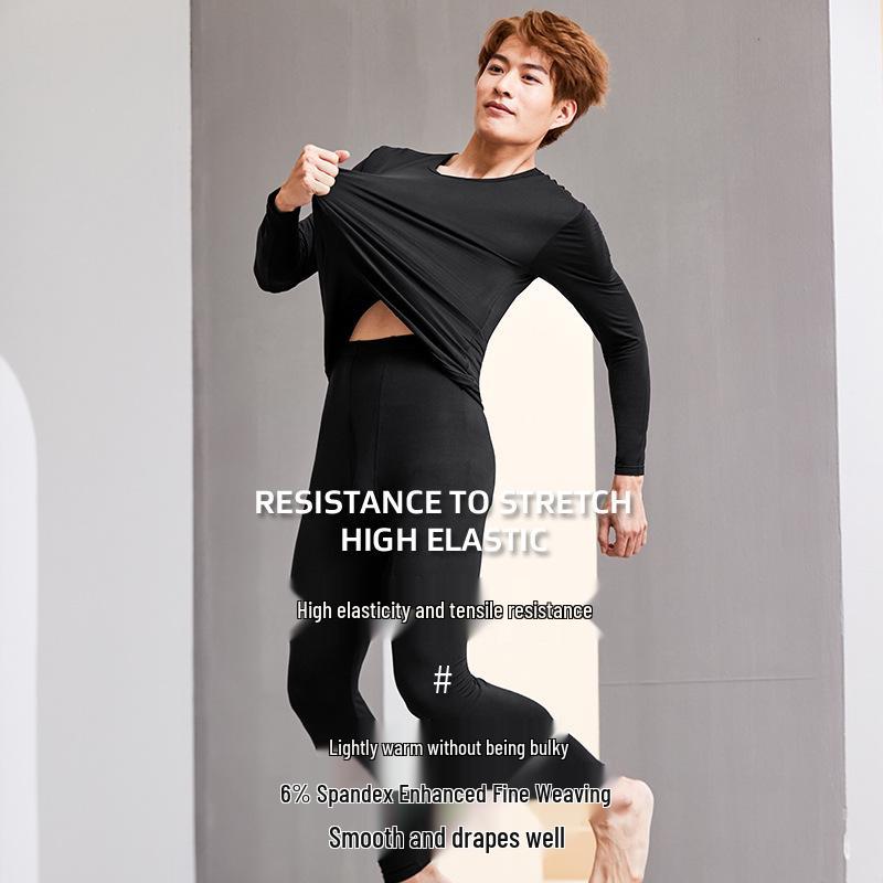 Men's Ultra-Thin Modal V-Neck Slim Fit Autumn Base Layer Set, Warm and Plus Size.