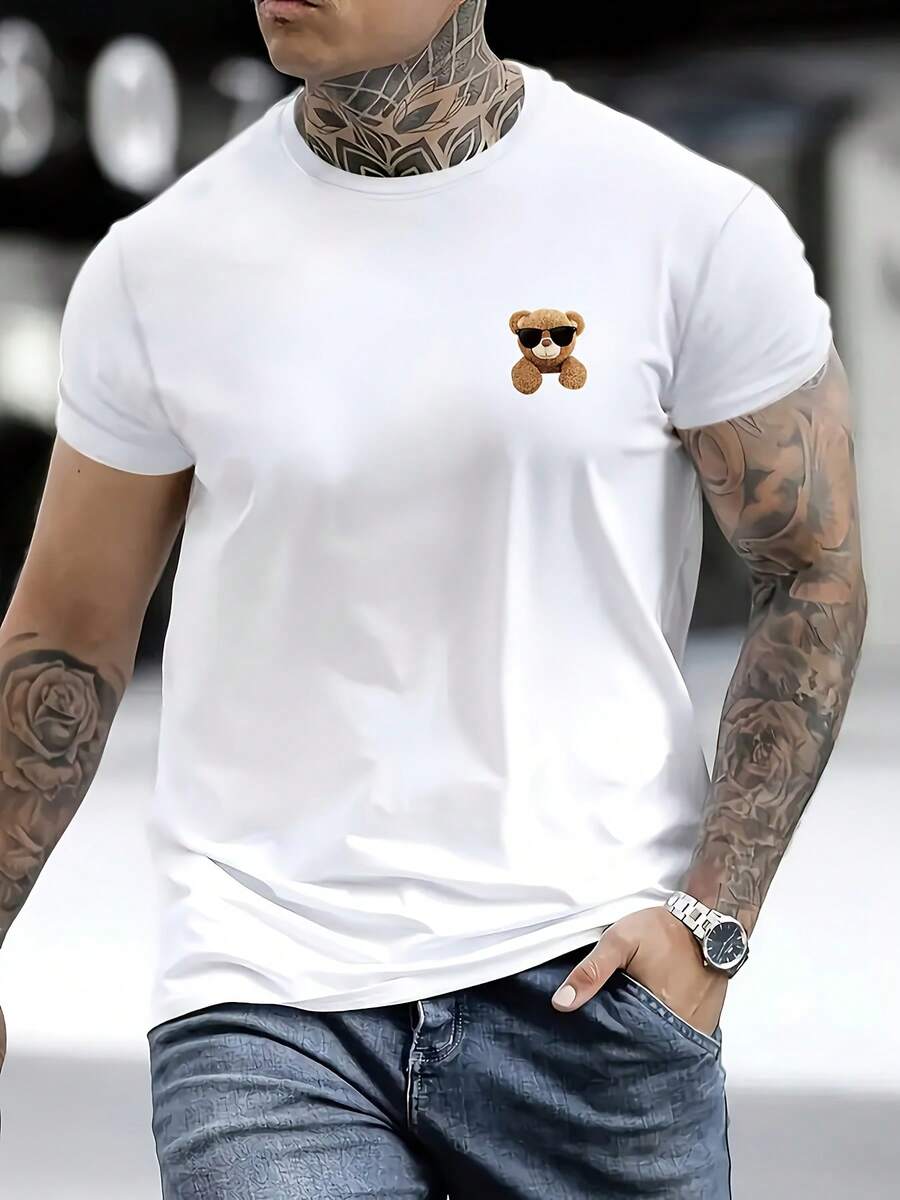 

Unisex s Casual Short Sleeve T-Shirt With Bear Paw & Honey Pot Bee Graphic XXL