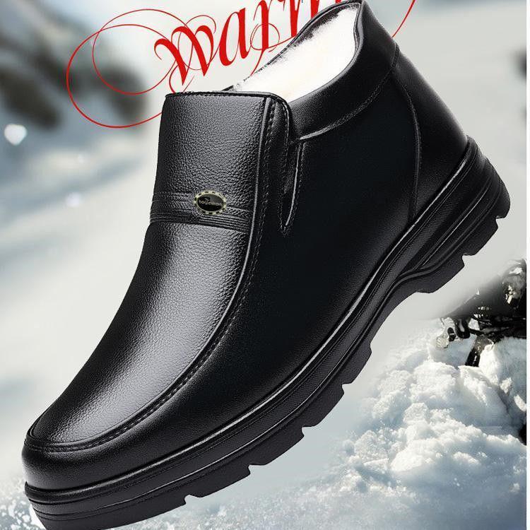 Winter-Echtleder-High-Top-Casual-Rindsleder-Fleece-gefütterte, gepolsterte, warmhaltende Lederschuhe