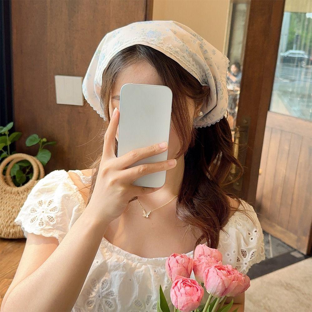 Multicolor Bowknot Hair Scarf Floral Patern Headscarf Sweet Hair Band  Travel Beach