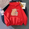 Ladies Spring Autumn Casual Hooded Long Sleeve Big Pocket Capybara Printed Pullover Hoodies Sweatshirt Top