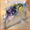 Huitan Elegant Women Ring Inlaid Multiple Colors Shining CZ Charming Party Wedding Accessories Engagement Aesthetic Jewelry Gift