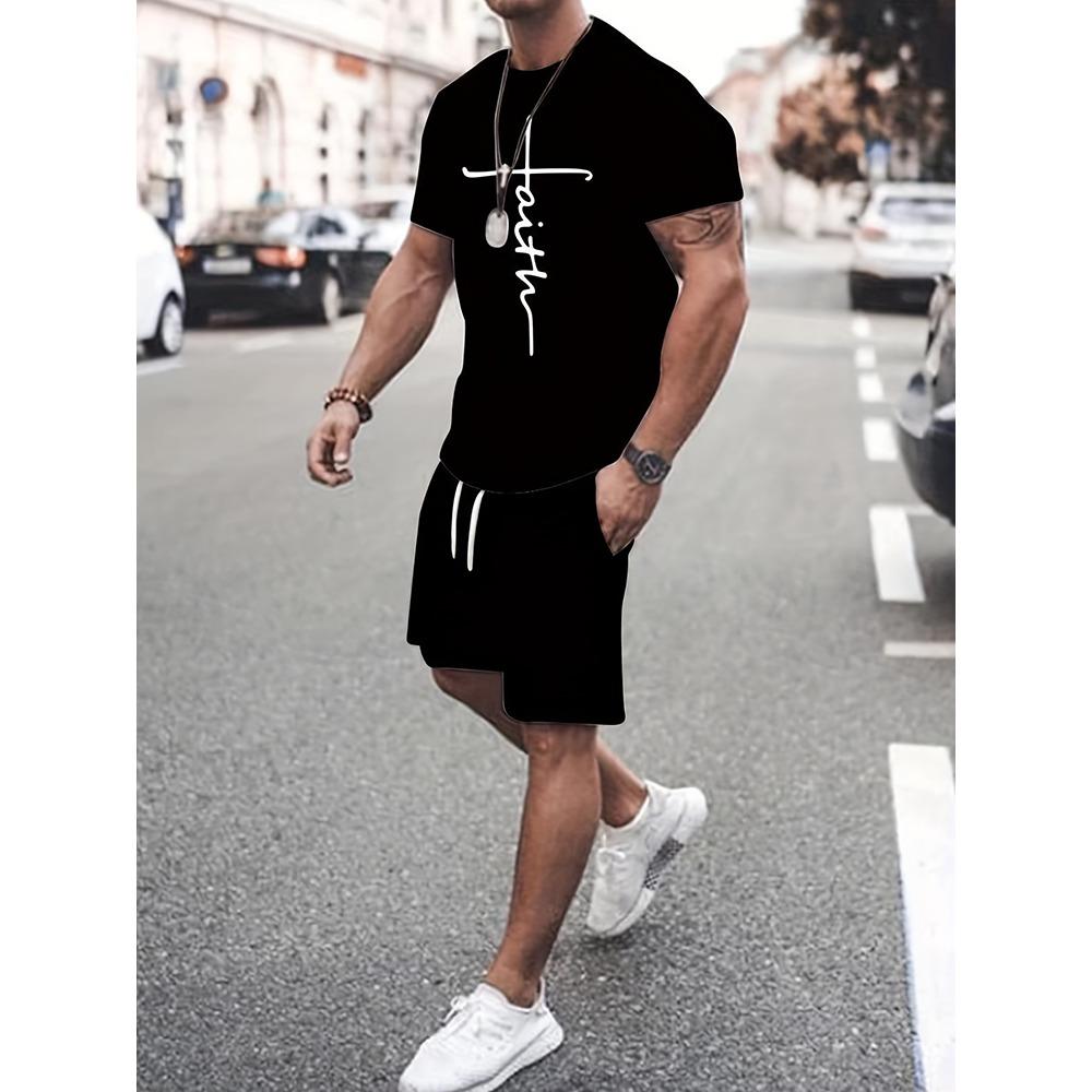 Summer Outdoor Street Fashion Men's T-shirts Everyday Casual Men's Athletic Shorts T-shirts And Shorts Men's Sets