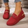 Spring and Autumn new women's casual one-pedal round head metal buckle wedge heel single shoes