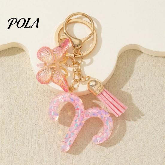 The Zodiac Charm Keychain Pendant, with Butterfly Accessory Tassel, Metal Keyring for Handbag Backpack Bag Pendant Small Gift