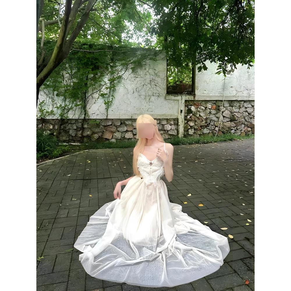 

Морской отпуск белое платье-сарафан с бабочками летнее тюлевое фея порхающее красивое холодное XL- (recommended 110-60kg)