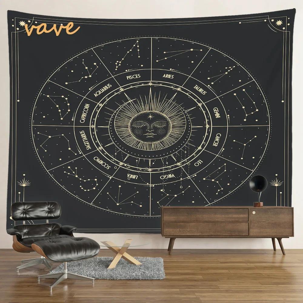 VIKAMA Mysterious Tarot Tapestry Sun Moon Mandala Wall Hanging for Meditation Witchcraft Altar Bohemian Home Decoration