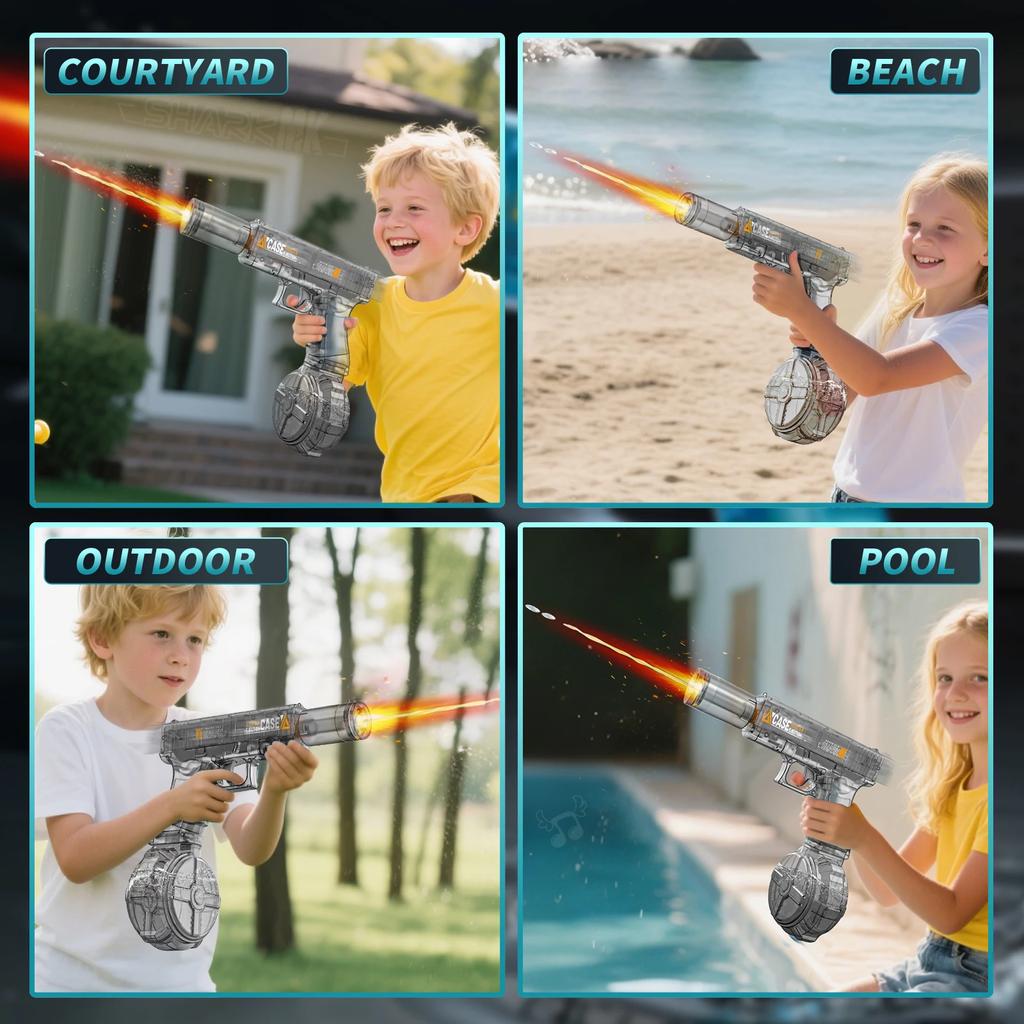 Non-Toxic Simulated Firing And Recoil Electric Water Gun Toys Children Automatic Sensor Lights Water Pistol Summer Outdoor Beach Kids Toy