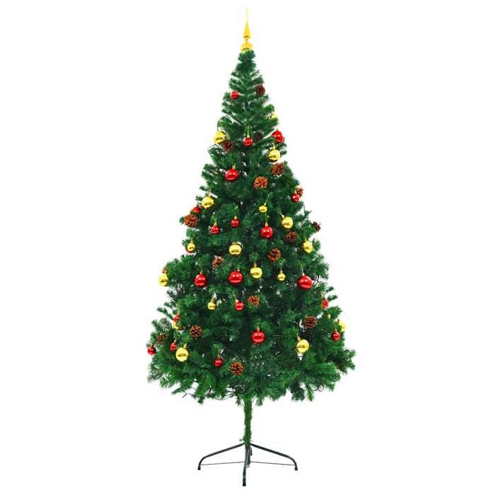 VidaXL Pre-lit Artificial Christmas Tree with Balls, Christmas Tree with LEDs, Holiday Decoration, Party Ornament 321501