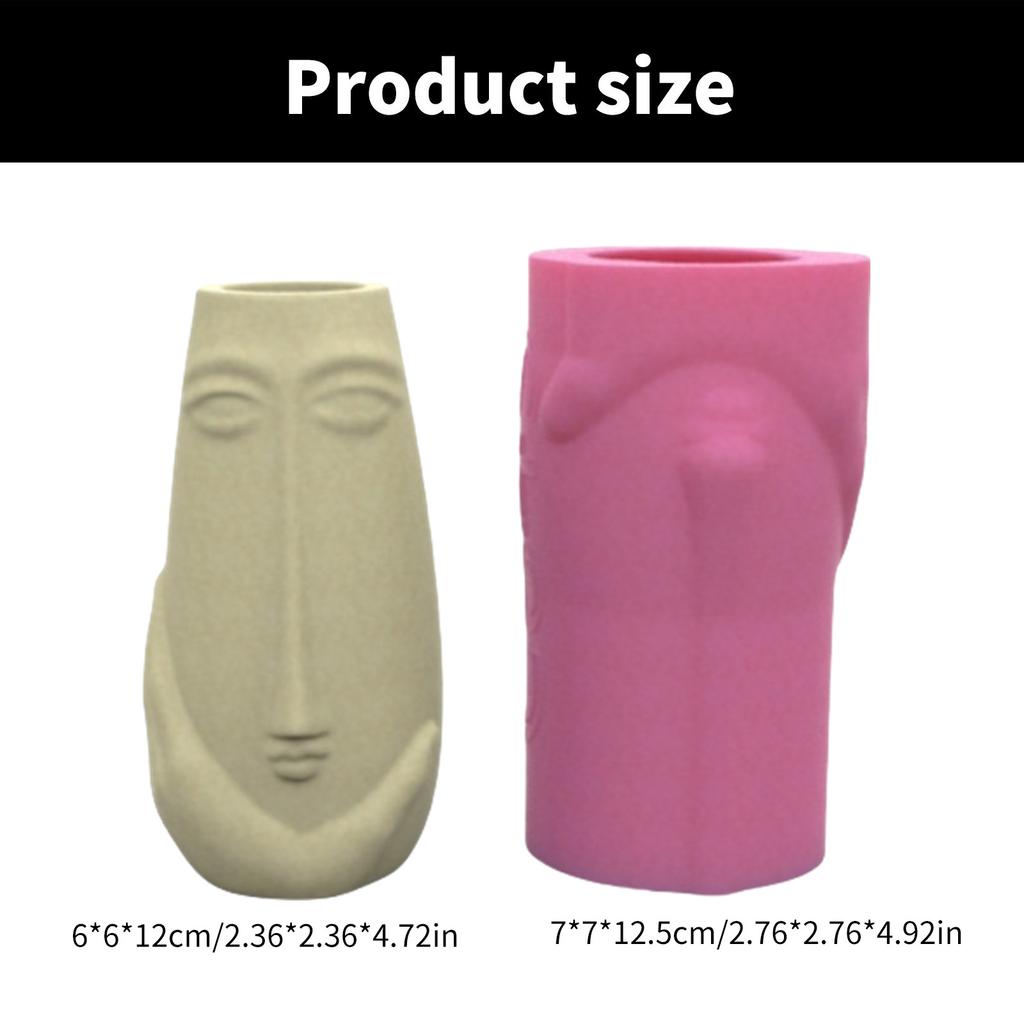 Succulent Vase Moulds Flowerpot Mold Human Face Shape Plant Pots Mold Pen Storage Holder Moulds Suitable for Crafting