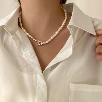 Ugly Freshwater Pearl Toggle Bar Pearl Ball 925 Silver Necklace