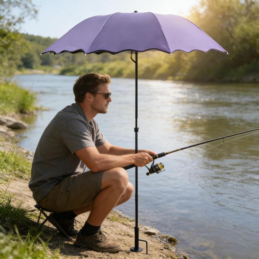 Multipurpose Sun Shade Umbrella with Ground Stake, UV Protection Rainproof Canopy for Plants, Outdoor Sports, Beach, Fishing, Travel - 37.4" X 49.2"