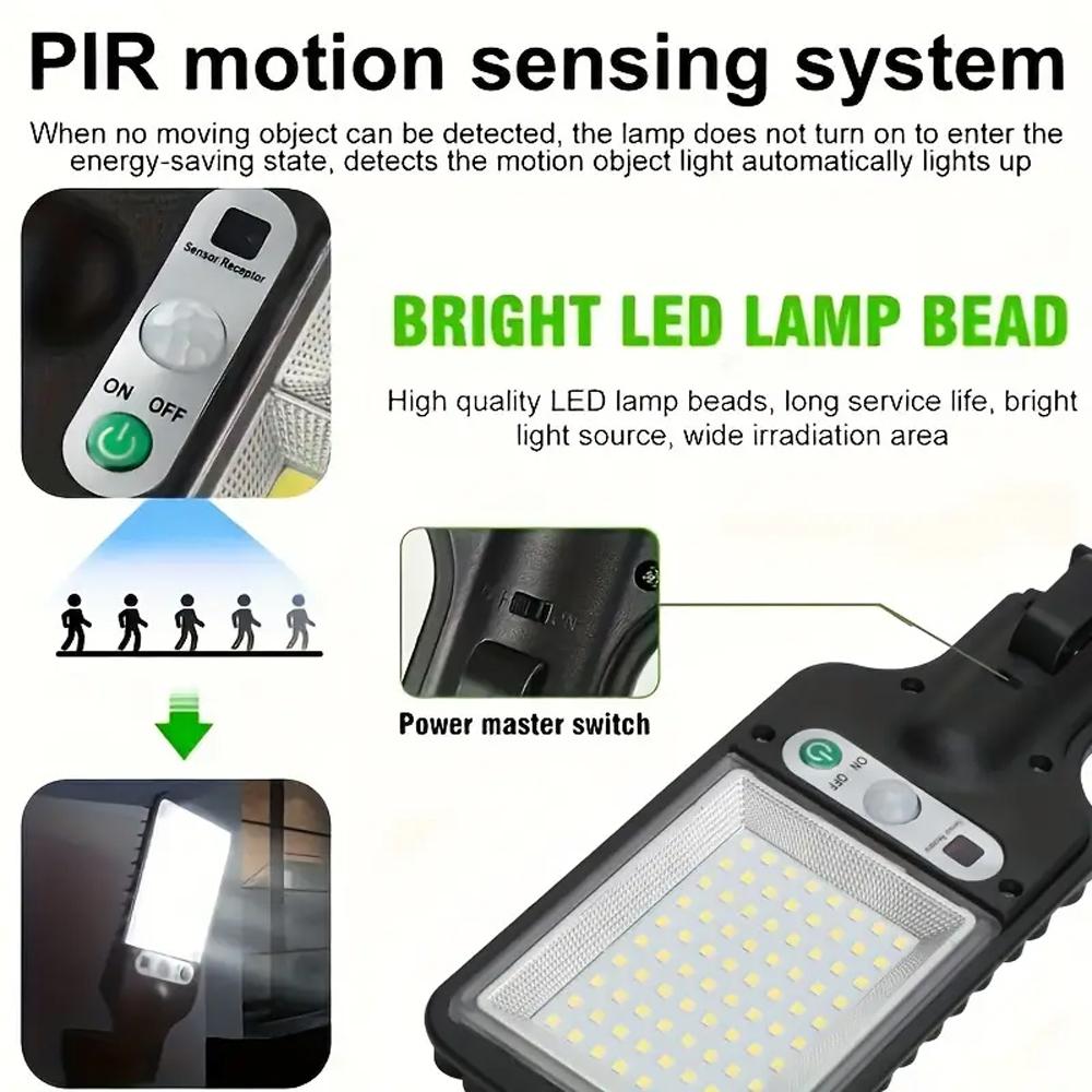 Solar Smart Light, Motion-Sensing Streetlight, Ultra-Bright Floodlight 3 Function Modes, Semi-Recessed Installation