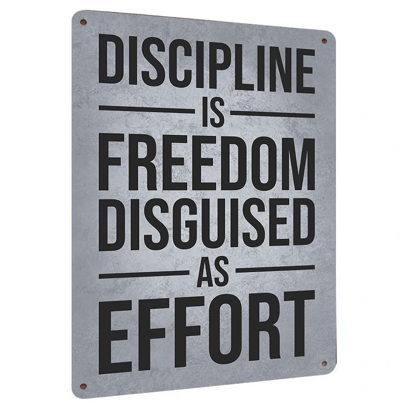 

Motivational Metal Wall Art Discipline Is Freedom Quote Decor for Office Home Inspirational Iron Craft Decoration 20x30cm（7.8x11.8inch）