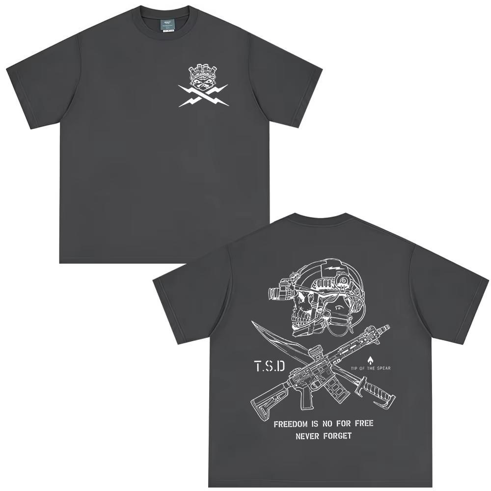 Men's shirt Summer oversized Tip of The Spear Sparta Tactical Skeleton graphics Women's Y2k streetwear Tshirt