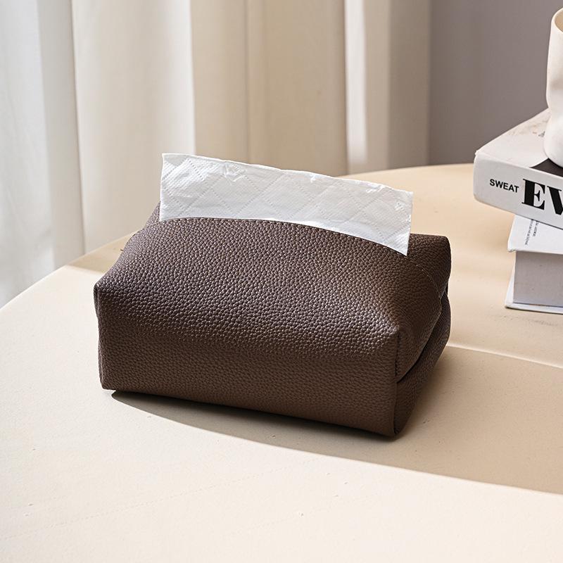 Lychee Pattern Leather Tissue Box for Home, Living Room, Hotel, or Restaurant - Stylish and High-Quality Napkin Holder