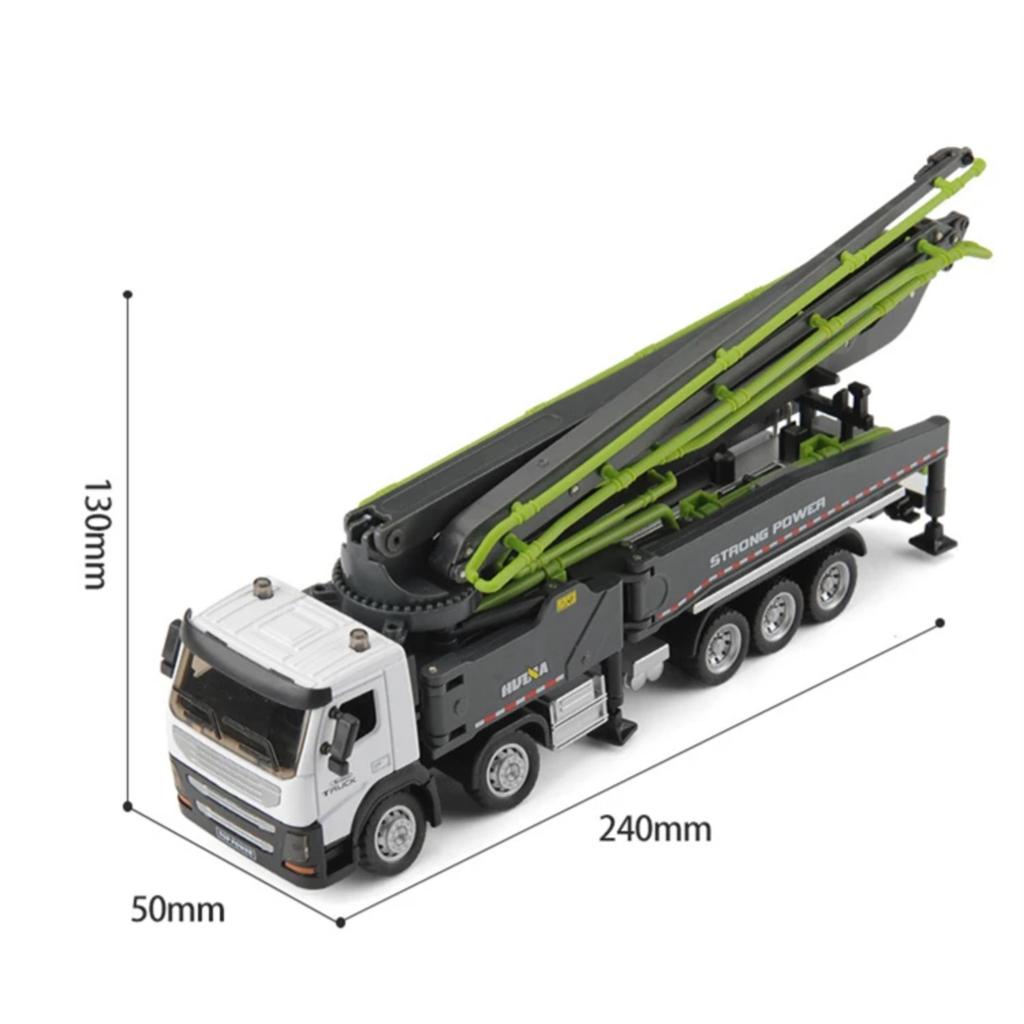 1/50 Diecast Cement Pump Truck Model Metal Concrete Conveyor Pump Truck Cement Transport Engineering Vehicle Model Kids Toy Gift