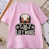 Flaming Skull Lift More T Shirt for Unisex Fire Eyes Gym Tshirt Casual Cotton Shortsleeved Tshirt Unisexs Clothing Ropa Hombre