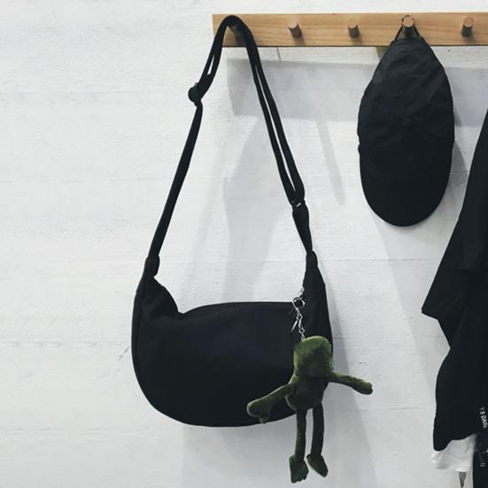 Women Crossbody Bag Canvas Large Capacity Portable Solid Color Female Single Shoulder Messenger Bag Shopping Use