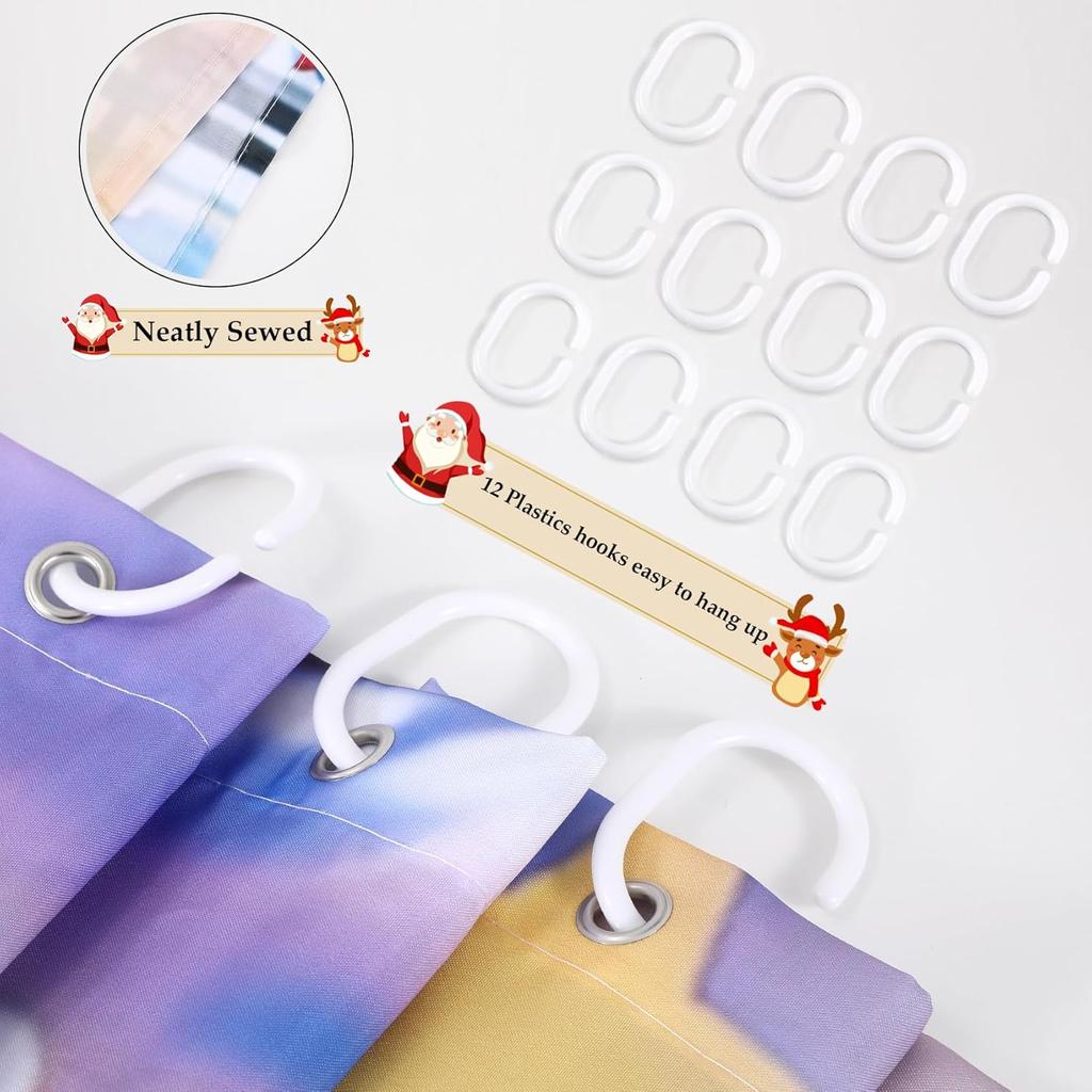 Christmas Shower Curtain For Bathroom Winter Holiday Vintage Fabric Xmas Red Truck Farmhouse Snowman Shower Curtain Waterproof