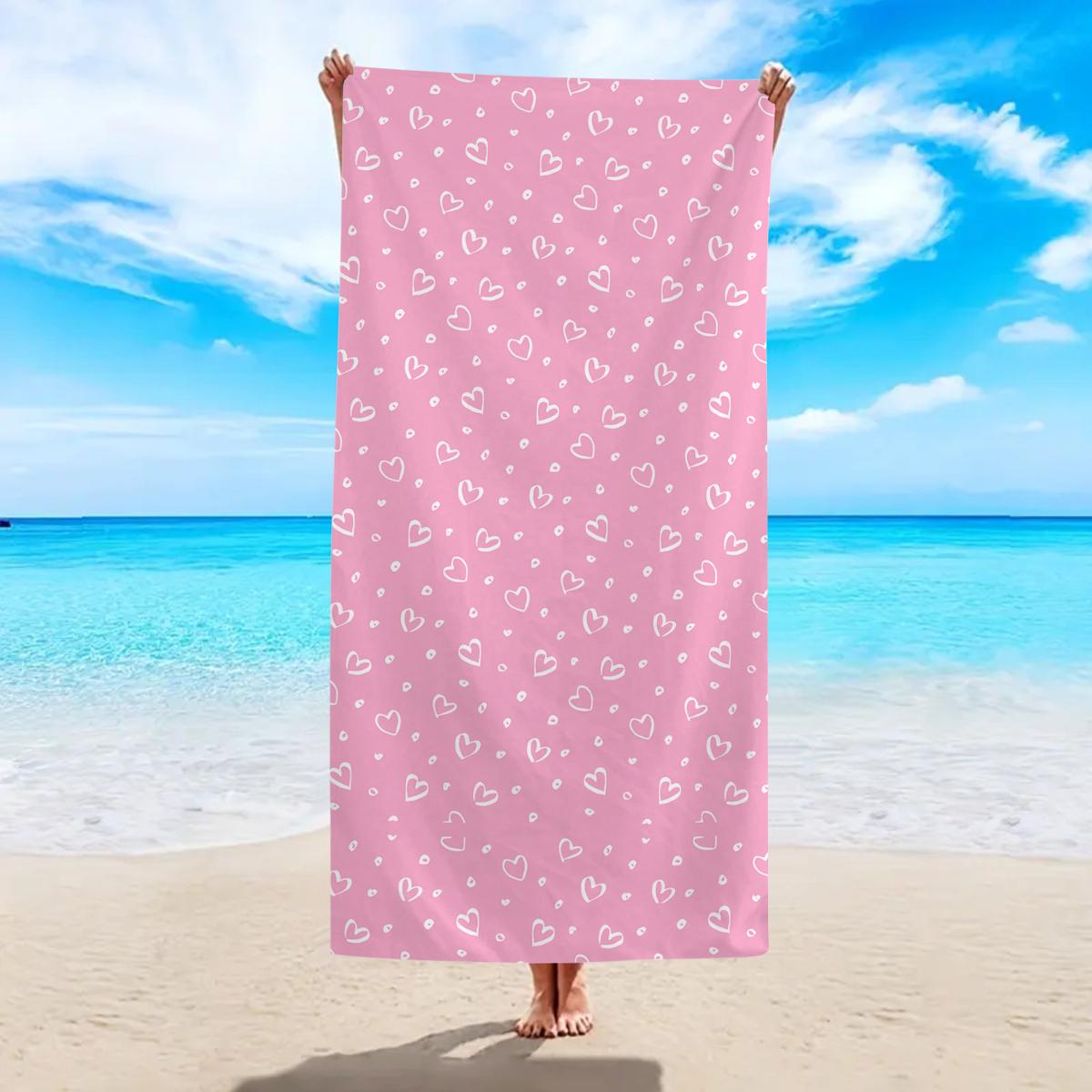 

1pc Y2K Sweet Colorful Love Pattern Beach Towel, Essential for Swimming and Vacation at the Beach, Quick Drying Absorbent Towel W40*H60(CM)
